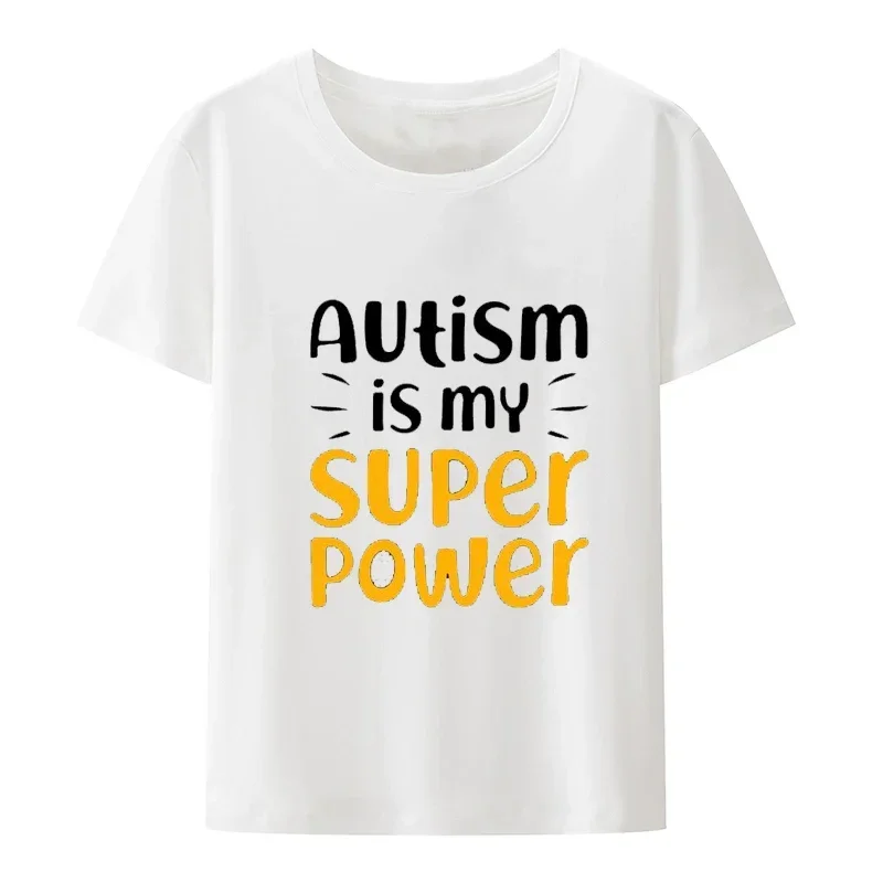 Puzzle Awareness Autistic Hero Gift Top Outfit Tee Shirt Kids Autism Is My Superpower T-Shirt  Humor Print Street Fashion Loose