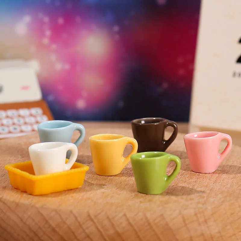 random color1pc Mini Simulation Cup Resin Plate Model Micro Landscape DIY Decorative Ornament Dollhouse Toy