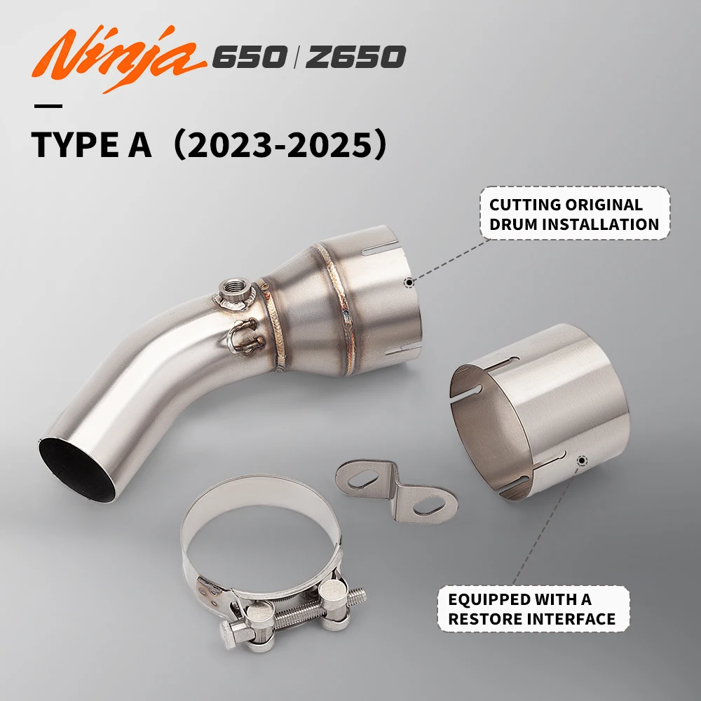 

Kawasaki Z650 Ninja 650 51mm Motorcycle Exhaust Escape System mid Link Pipe Slip-On 2023-2025 Performance Upgrade