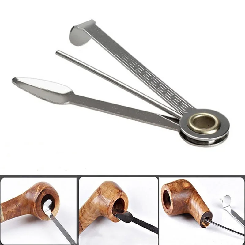 Portable Pressing Stick Smoking Scraper Tool Cleaning Pipe Three-in-one Metal Tobacco Pipe Cleaning Smoking Accessories