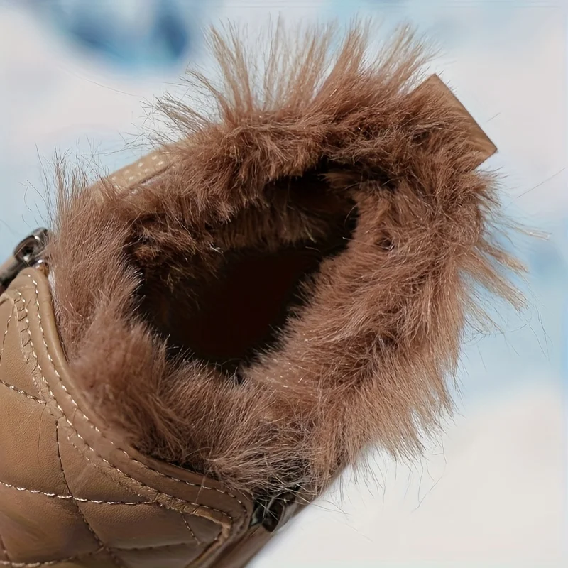 New Fashionable Women's Boots, Warm and Fluffy Sponge Shoes, Mid Top Thick Sole Comfortable Snow Boots