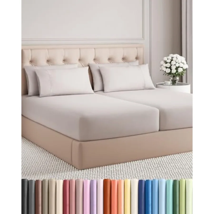 

7 Pcs Sheet Set - Comfy, Breathable and Cooling - Soft Hotel Luxury Bedding for Women, Men,,Teens and - 1 Flat and 2 Fitted She