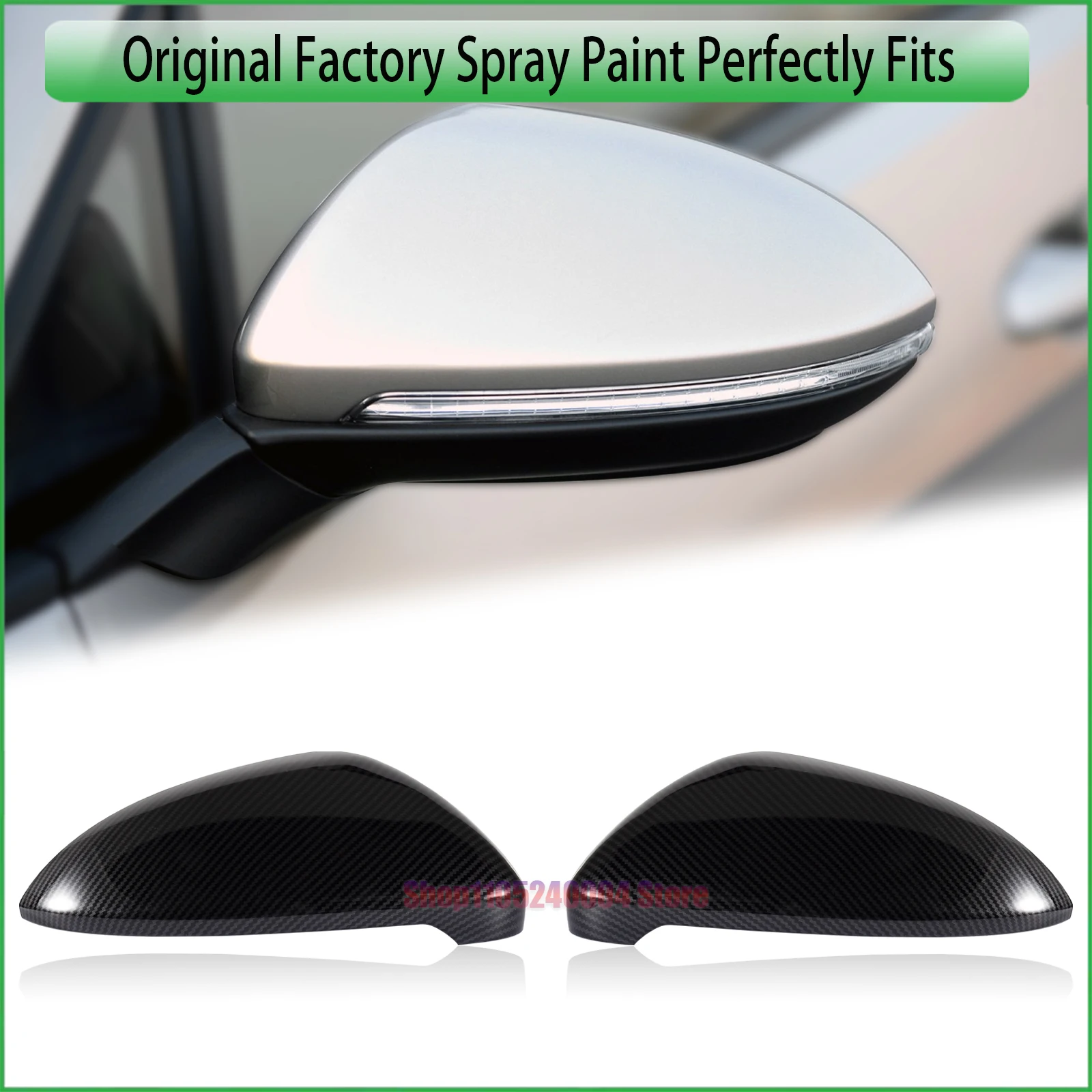 Premium Carbon Fiber Effect Mirror Housing Covers - Perfect Fit for VW Golf MK7/MK7.5 GTI E-Golf 2015-2019 - Set of 2