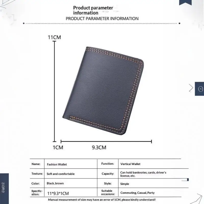 Minimalistische Herren-Geldbörse aus PU-Leder, Schwarz-Kaffee, große Kapazität, mehrere Fächer, zweifach faltbar, Ausweiskartenhalter, für Männer und Frauen – Detail 16
