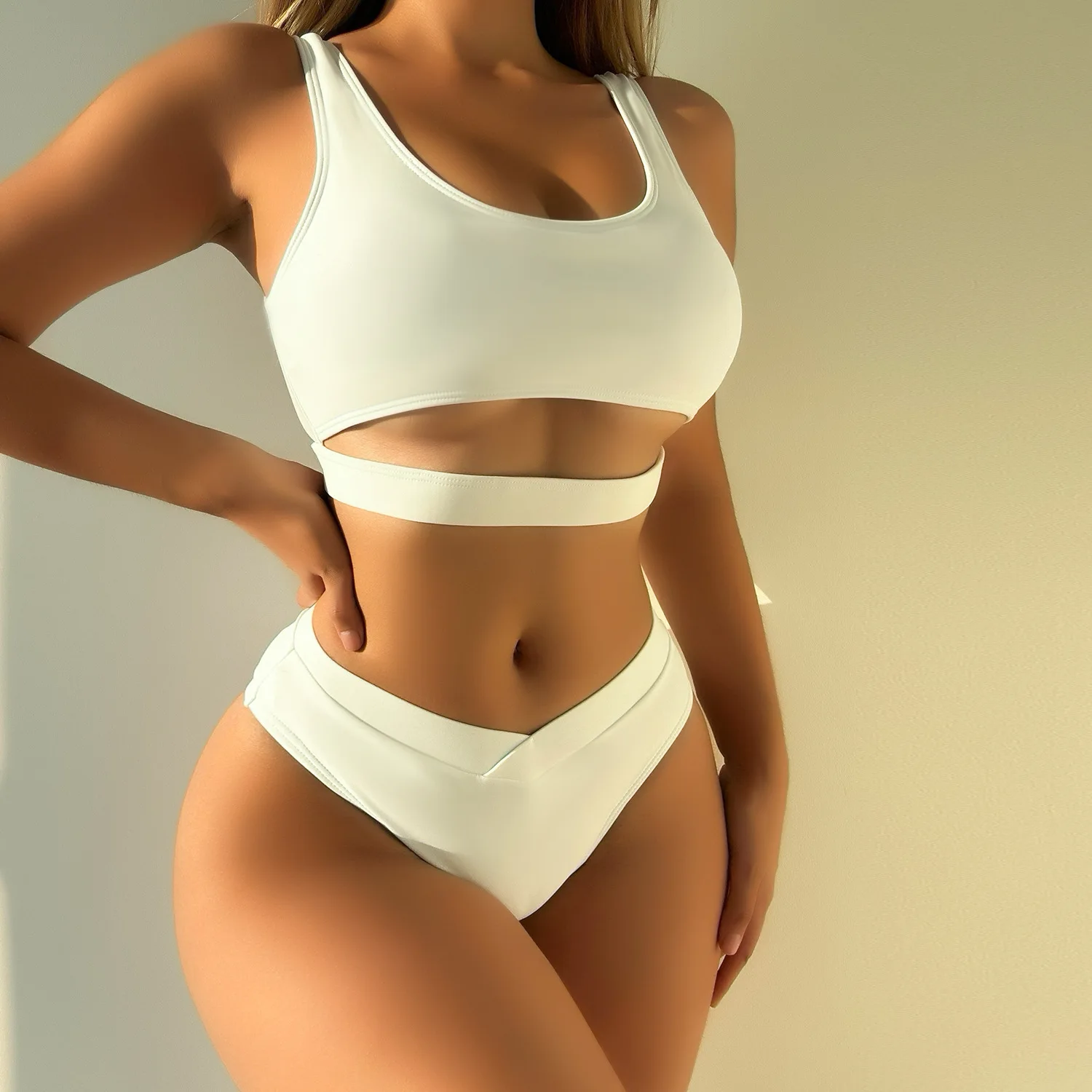 Biquíni feminino branco sexy de cintura alta, maiô feminino, biquíni tanga, moda praia brasileira, fato de banho, roupa de banho, 2022