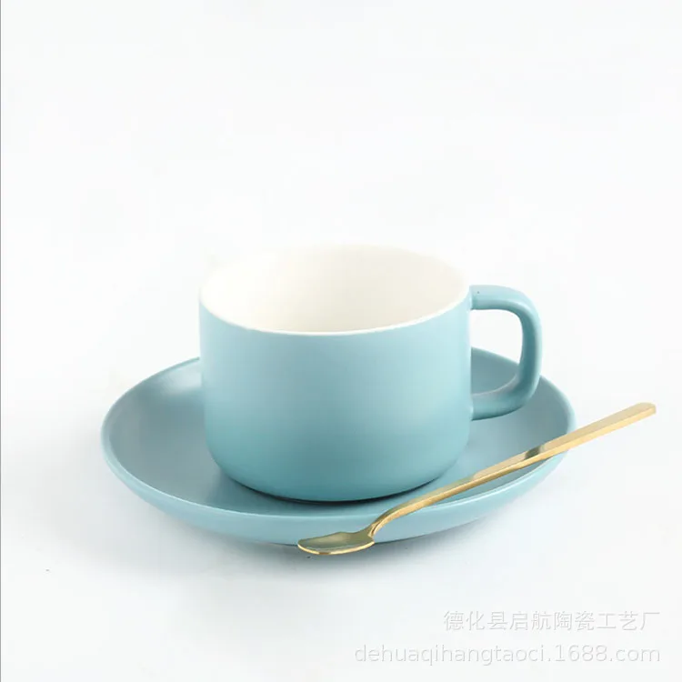 5PCS Ceramic Coffee Cup European Small Luxury Single Spoon and Plate Elegant and Simple Mark Nordic Ins