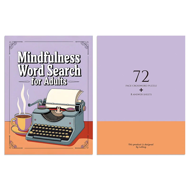 1PCS Mindfulness Word Search Book For Adults With Solutions Stress-Relieving Puzzle Notebook Perfect For Daily Relaxation