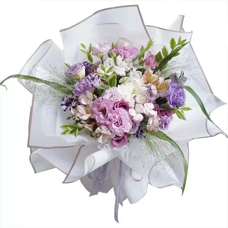 

40PCS Waterproof Golden Border Wrapping Papers Gold Line Half Transparent Rose Flower Gifts Paper Florist Bouquet paper 58x58cm