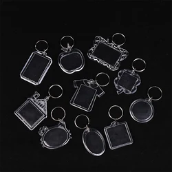 5pcs Blank Photo Frame Keychain Clear Acrylic Keyring Insert Photo Split Key Pendant DIY Key Holder Couple Anniversary Gifts