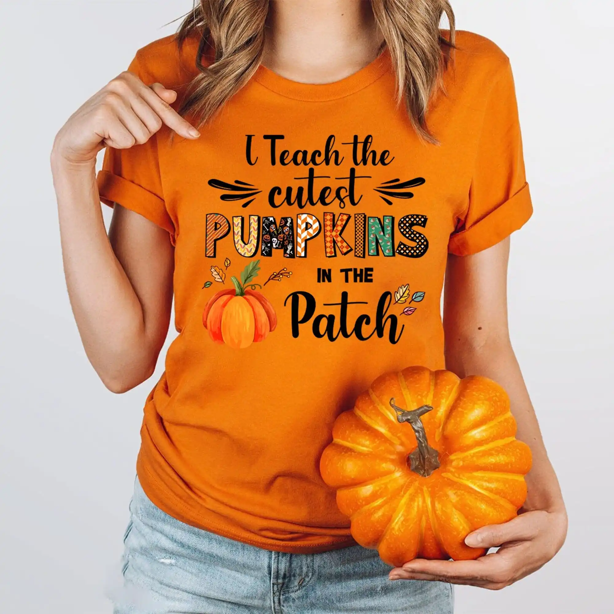 Fall Teacher T Shirt Halloween Pumpkin Cute I Teach The Cutest Pumpkins In Patch