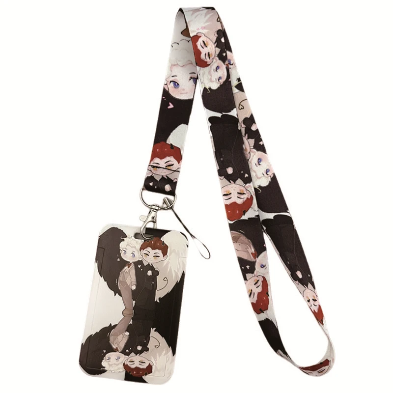 

Good Omens Angel Demon Lanyard Badge ID Mobile Phone Rope Key Lanyard Neck Straps Accessories webbings ribbons Decorations Gifts