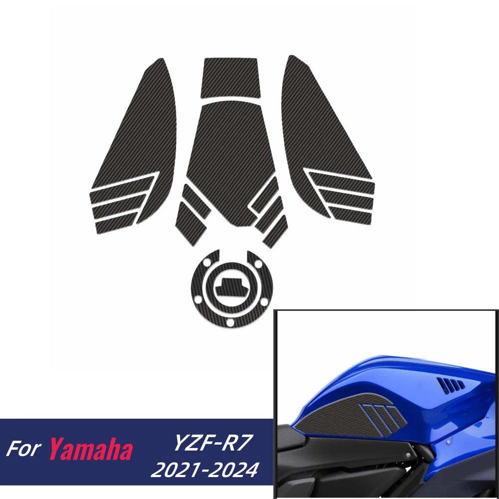 YZF-R7 YZFR7 Serbatoio Trazione Pad Laterale Gas Carburante Ginocchio Grip Decal Per Yamaha YZF R7 R 7 2021-2024 Moto adesivi