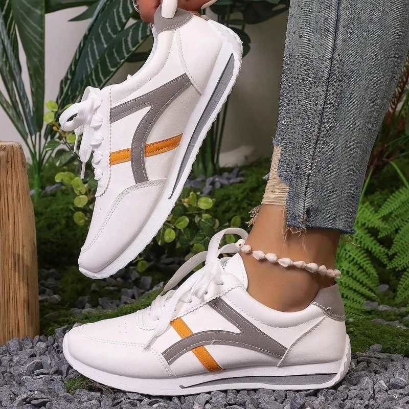 

New Style Small White Shoes Women's Flat Leather Matching Running Shoes Women's Casual Sports Women's Luxury Shoes Zapatos Mujer