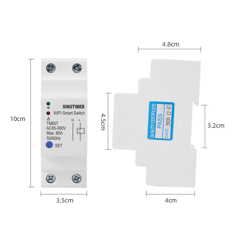 Imagem -04 - Controle Remoto sem Fio Elétrico Interruptor Inteligente Wifi Temporizador Contagem Regressiva Tempo Switch Breaker 80a Tuya App Sinotimer-tm607