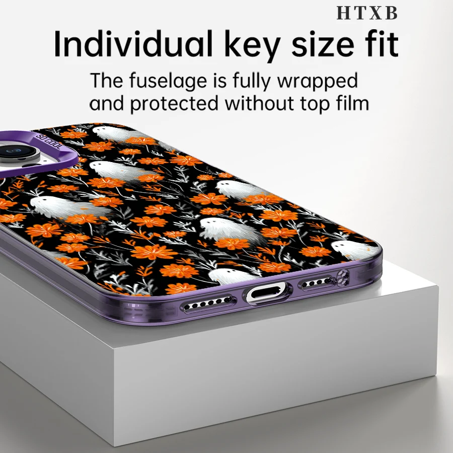 Halloween Geel Bloemen Spook iPhone 17 tot 11 Pro Max Plus