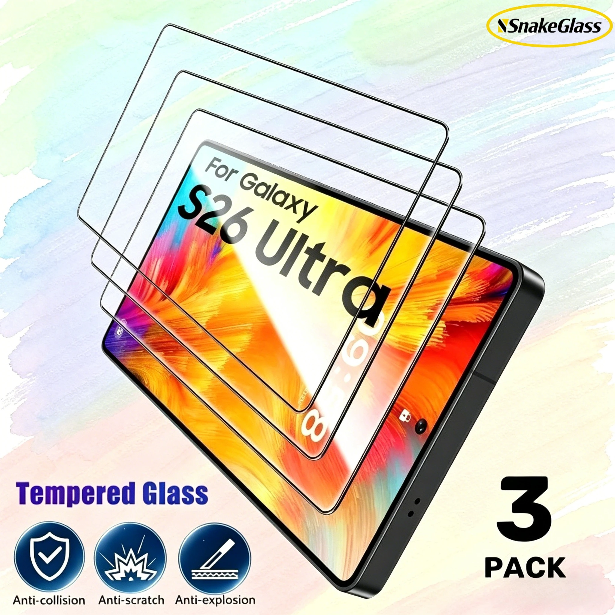3Pcs Tempered Glass for Samsung S26 Ultra S25  Edge S24 Plus S23 S22 S21 S20 Screen Protector Full Protective Glass Anti-Scratch