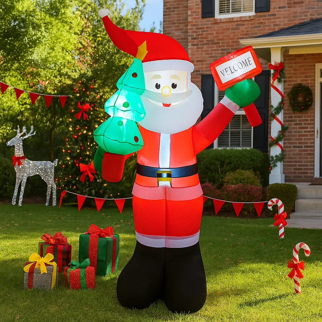 1.8 متر/5.9FT نفخ سانتا كلوز مع شجرة عيد الميلاد LED أضواء ديكورات المنزل اللعب ساحة عيد الميلاد عطلة لوازم ديكور خارجي