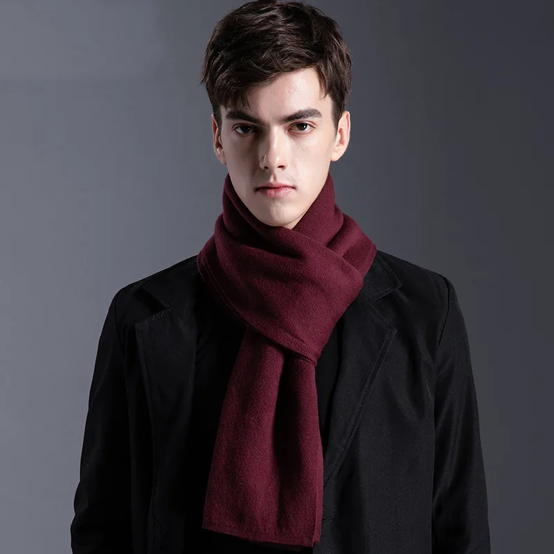 

Мужской однотонный шерстяной вязаный шарф - осенне-зимний теплый деловой повседневный шарф для шеи