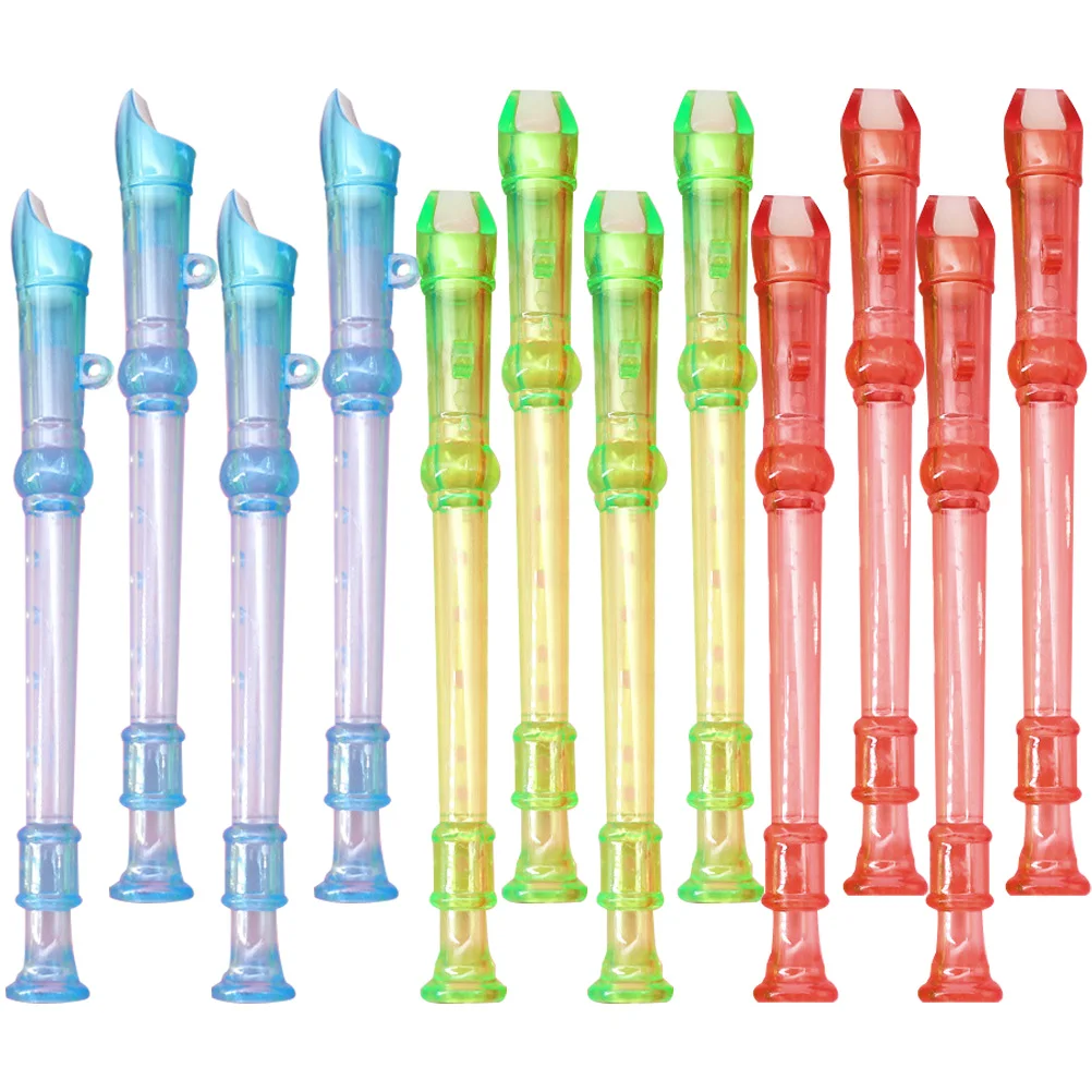 

12pcs 6-Hole Clarinet Kids Musical Instrument Transparent Beginner Flute Children Education Plastic Durable Mini