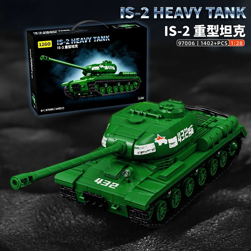 Army WWII Military Tank Model Building Blocks Toy MOC 1:28 Scale Heavy Tank DIY Bricks Toys for Children Boys Adult