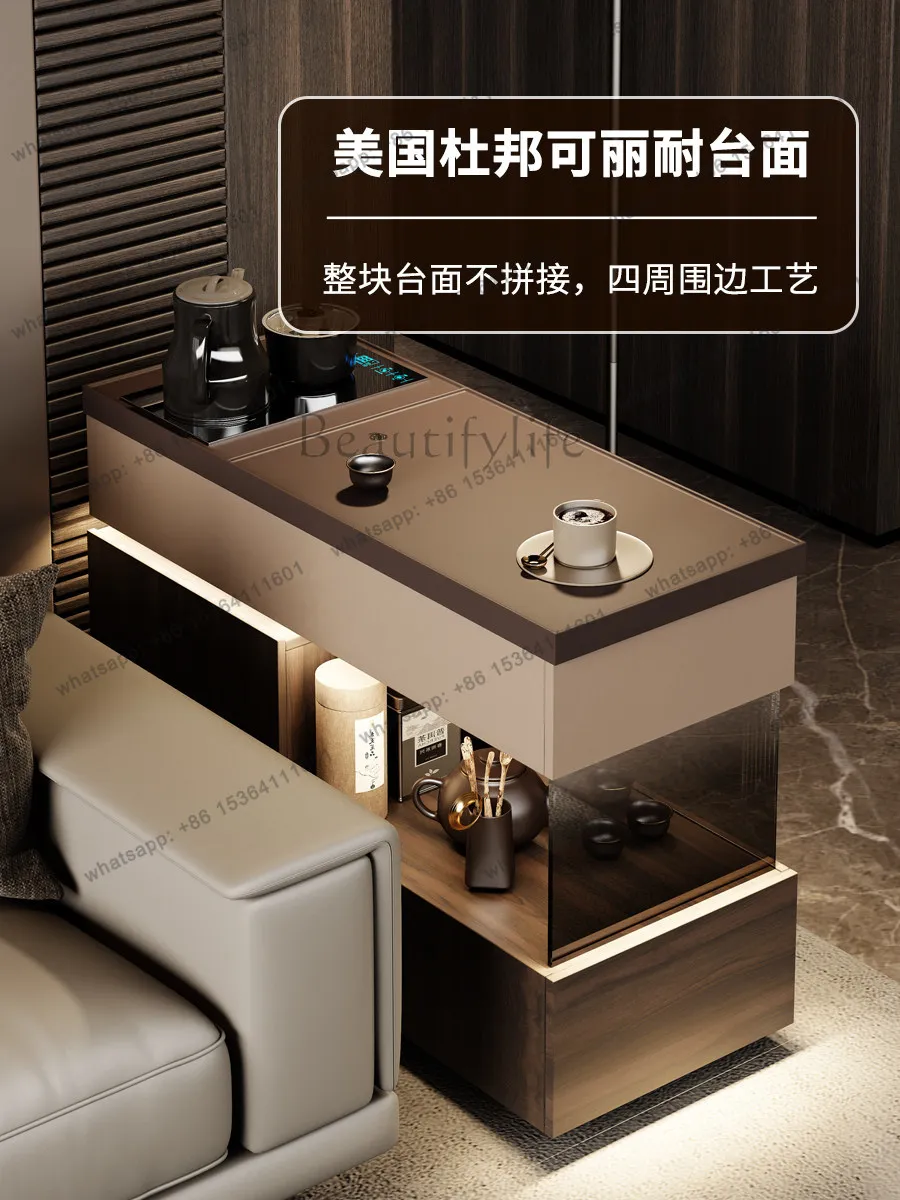 Italian mobile side table with kettle socket integrated small tea table household living room