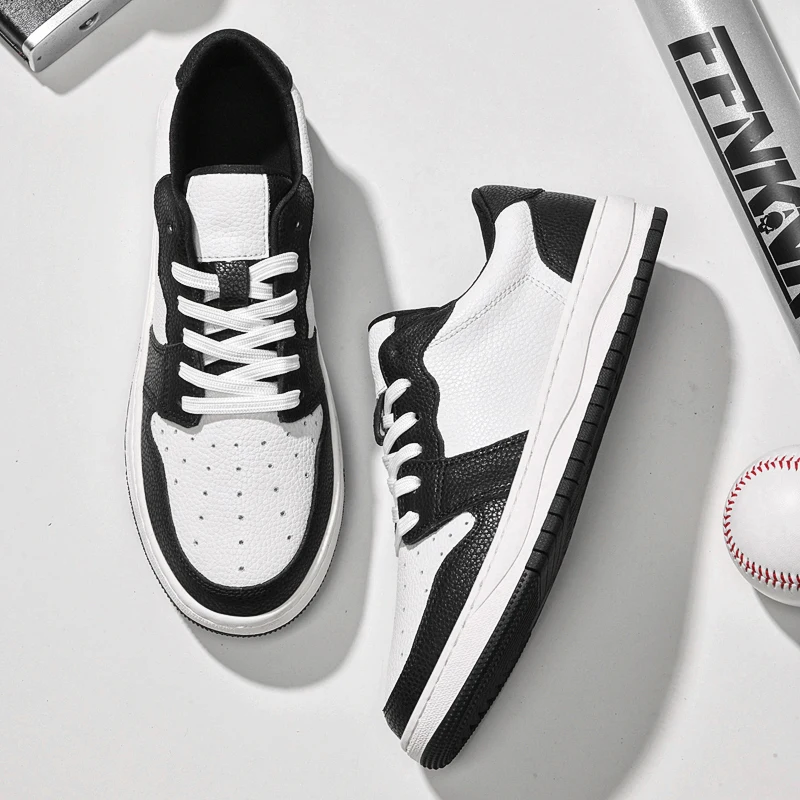 여름 두꺼운 밑창 캐주얼 컬러 블록 보드화 통기성 편안한 직조 신발끈 젊고 세련된 신발