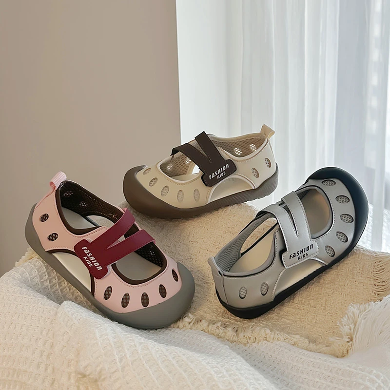 Girls Breathable Non-Slip Casual Comfortable Closed Toe Sandals 2026 Summer Children's Versatile Outdoor Walking Beach Sandals