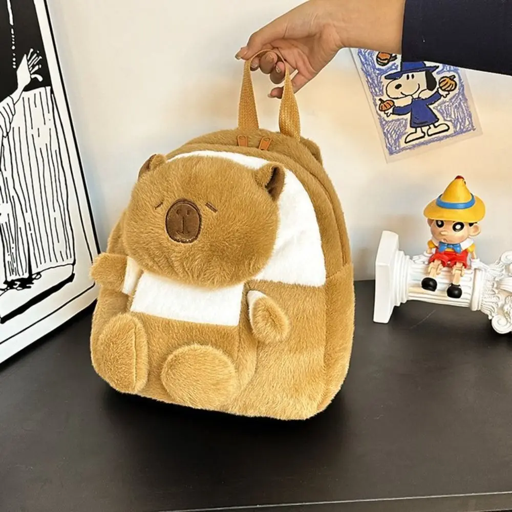 Grande capacidade capivara mochila de pelúcia grande capacidade animal dos desenhos animados capivara crossbody saco algodão moda capivara saco de pelúcia