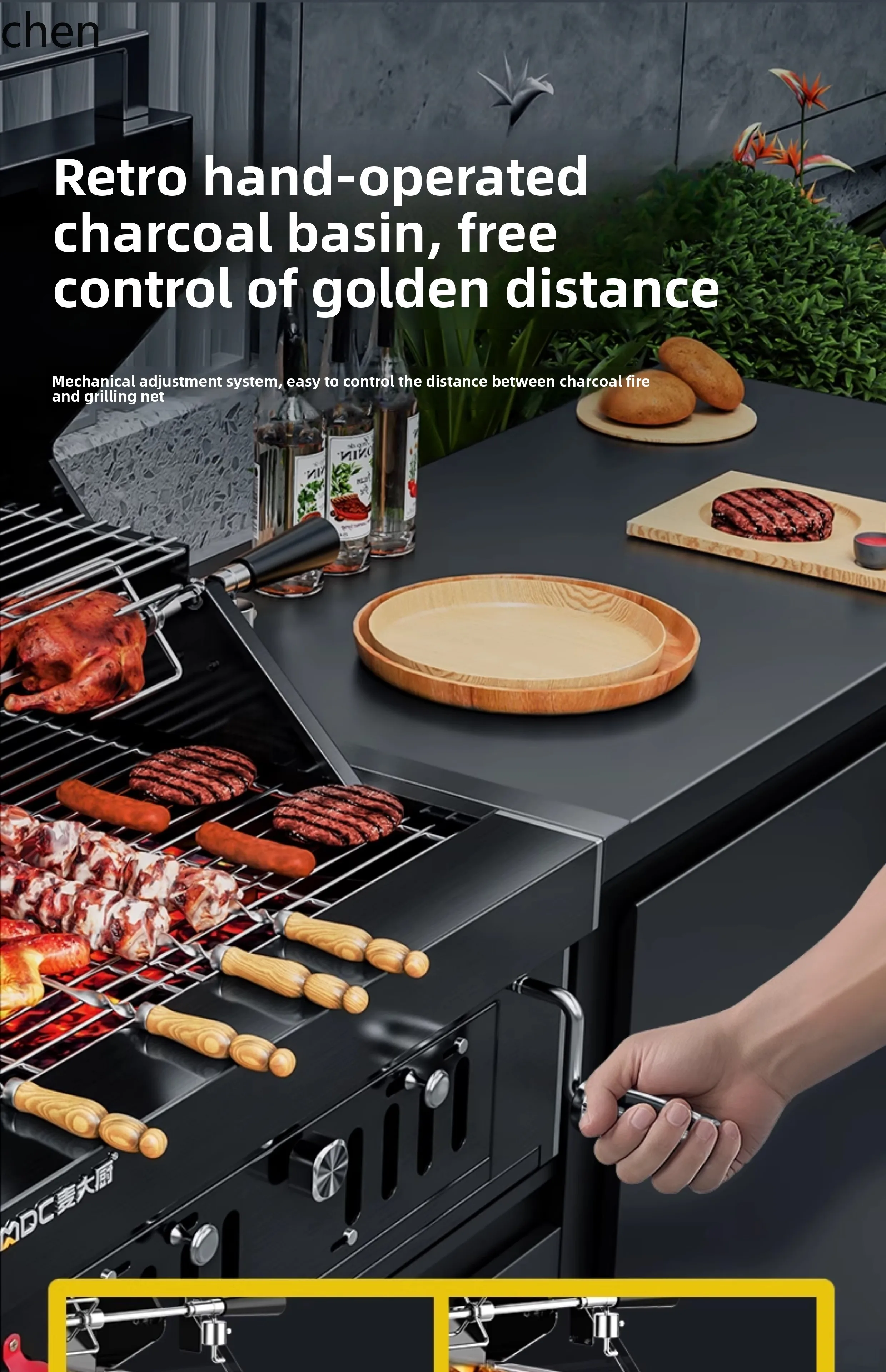 ZML gas charcoal dual purpose embedded barbecue grill villa outdoor kitchen courtyard barbecue table