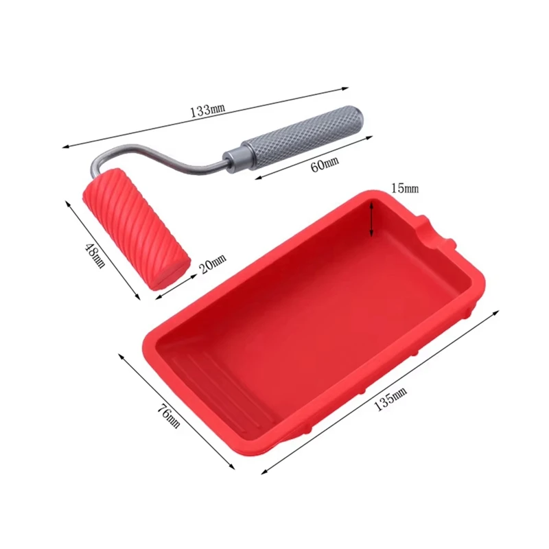 A21I-1Set Kit di spazzole a rullo in silicone multiuso per la ristrutturazione domestica Vassoio per strumenti di pittura per pareti per uso domestico Parti di strumenti per pittura