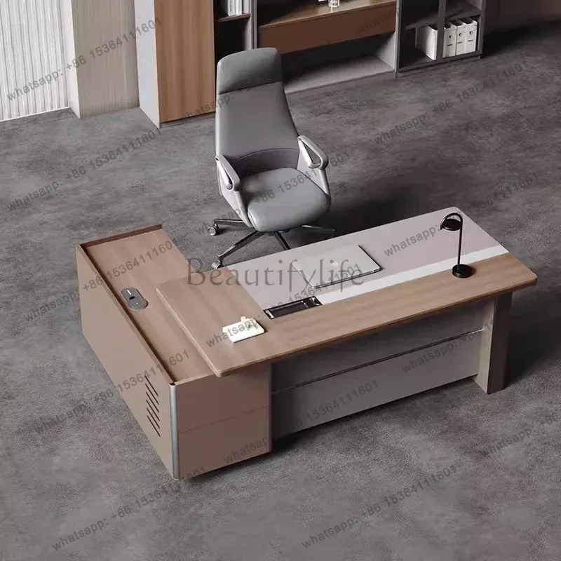 LJY Computer Desk Room Desks Gaming Table Filing Cabinets Storage Locker Furniture Office Desk Luxury Executive President Manage