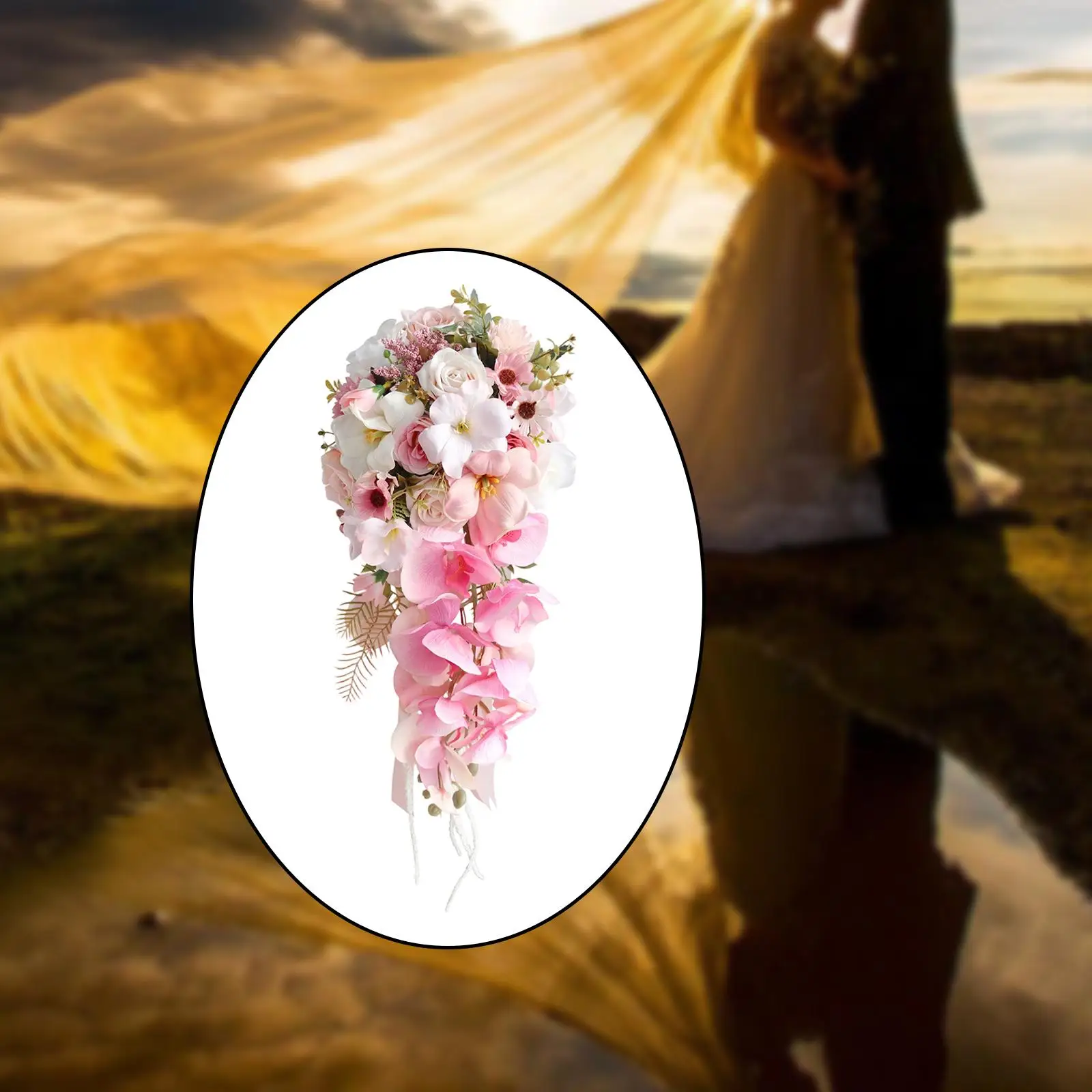 

Waterfall Bridal Bouquet Romantic, Elegant, Floral Centerpiece, Bridesmaid Flower for Celebration Dining Table Decor