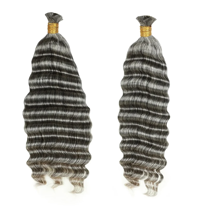 

Серый смешанный цвет, объемные человеческие волосы, 100 г, 18 дюймов, серый, смешанный цвет, глубокая волна, без узлов, косички в стиле бохо, человеческие волосы, плетение волос