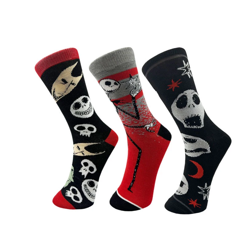 Calzini in cotone Disney Jack Sally Il pesadelo prima di Natale Figure di cartoni animati Stampa Calze Donna Uomo Calore invernale Cosplay