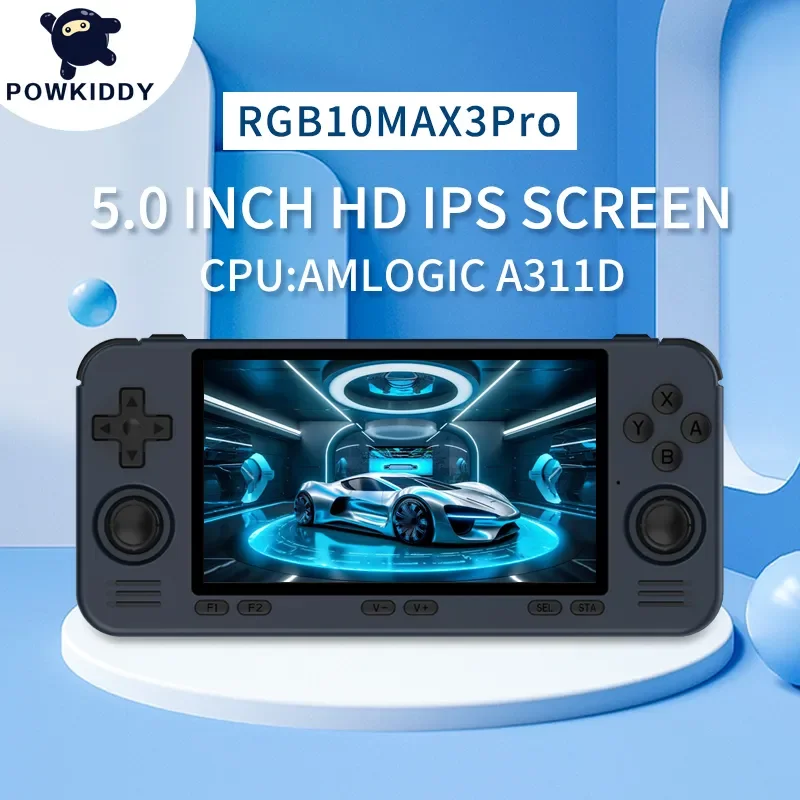 POWKIDDY RGB10 MAX3 Pro 854*480 5 Inch Ips Screen Amlogic A311D Retro Pocket Open-Source Handheld Game Console Children's Gifts