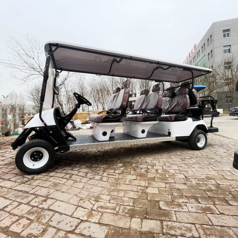 Factory Wholesale Electric Golf Cart Latest Stylish Lithium-Battery For Club Villa Transp 10-Inch Tires Brown Seat With Headrest
