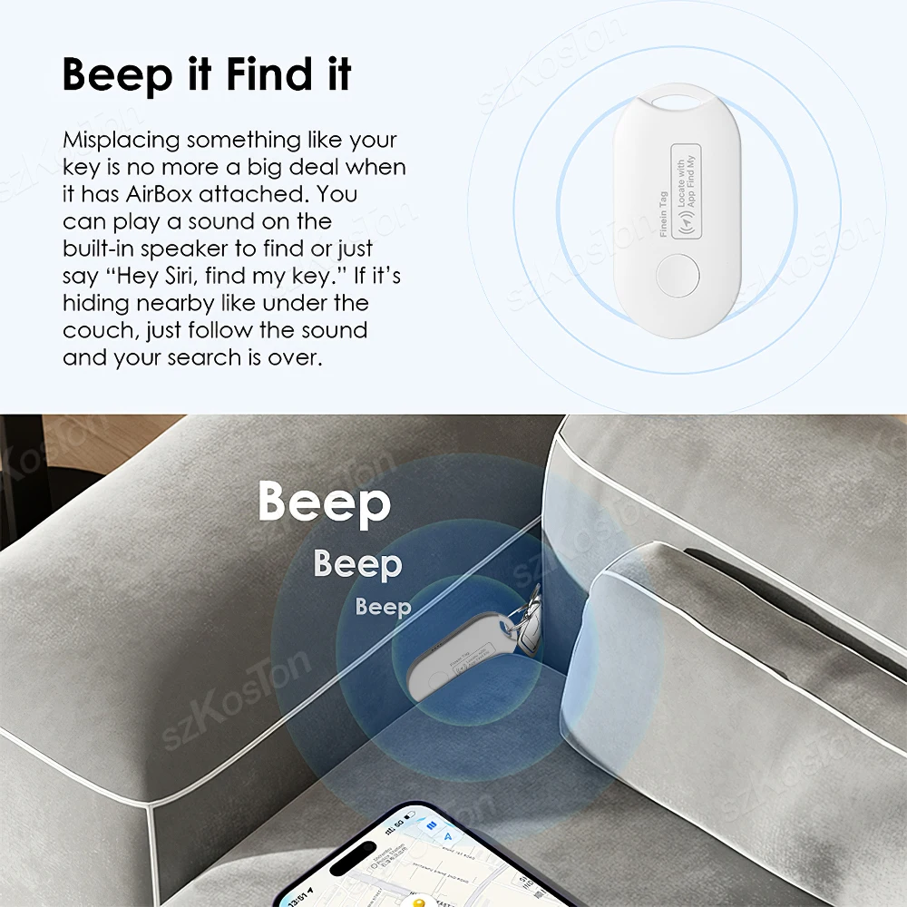 Mini GPS Tracker Works with iOS Find My APP MFI Smart Tag Key Finder Anti Lose Global Locator for Wallet Car Luggage Pet Tag