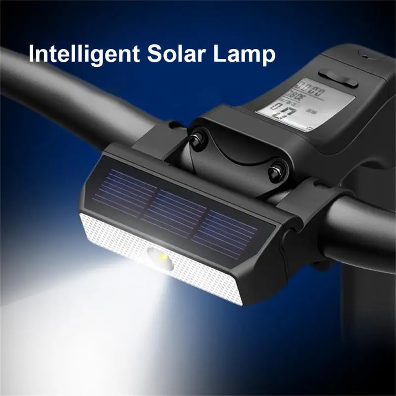 PCycling Light Solar Energy Charging IPX6 Waterproof Intelligent Switch MTB Road Bike Headlight Cycling Accessories