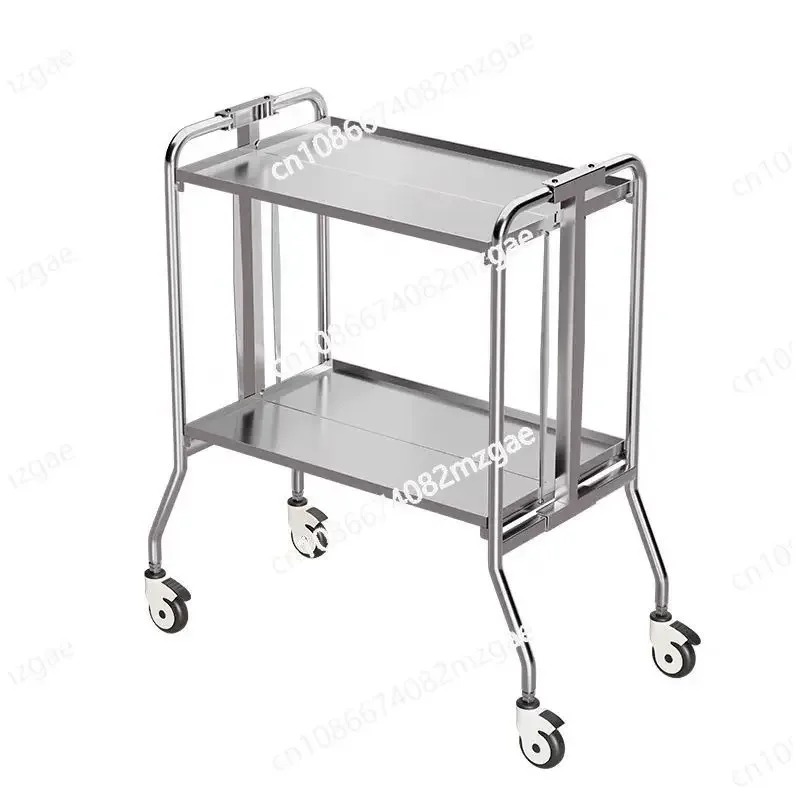 

Folding storage Stainless steel cart Load-bearing treatment Multifunctional trolley Storage equipment table Foldable