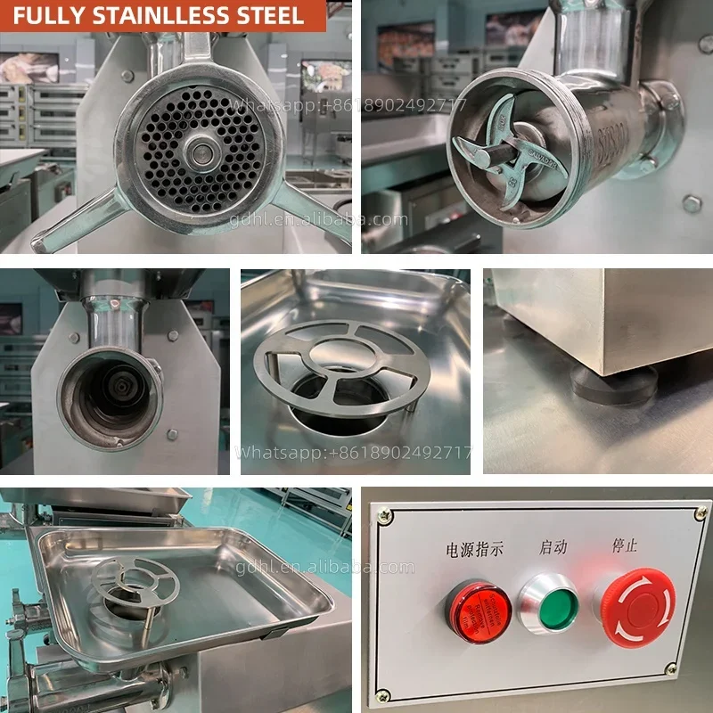 Picador de carne elétrico comercial de aço inoxidável