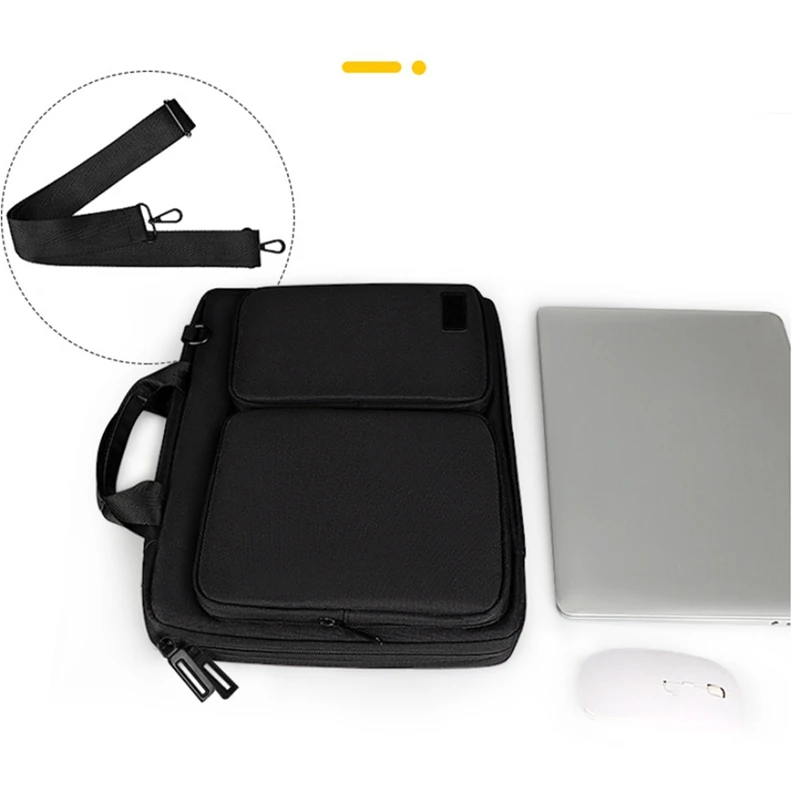 Carpeta con cremallera con correa para el hombro resistente y múltiples bolsillos, para uso escolar y de oficina, para portátiles, 13,3 pulgadas