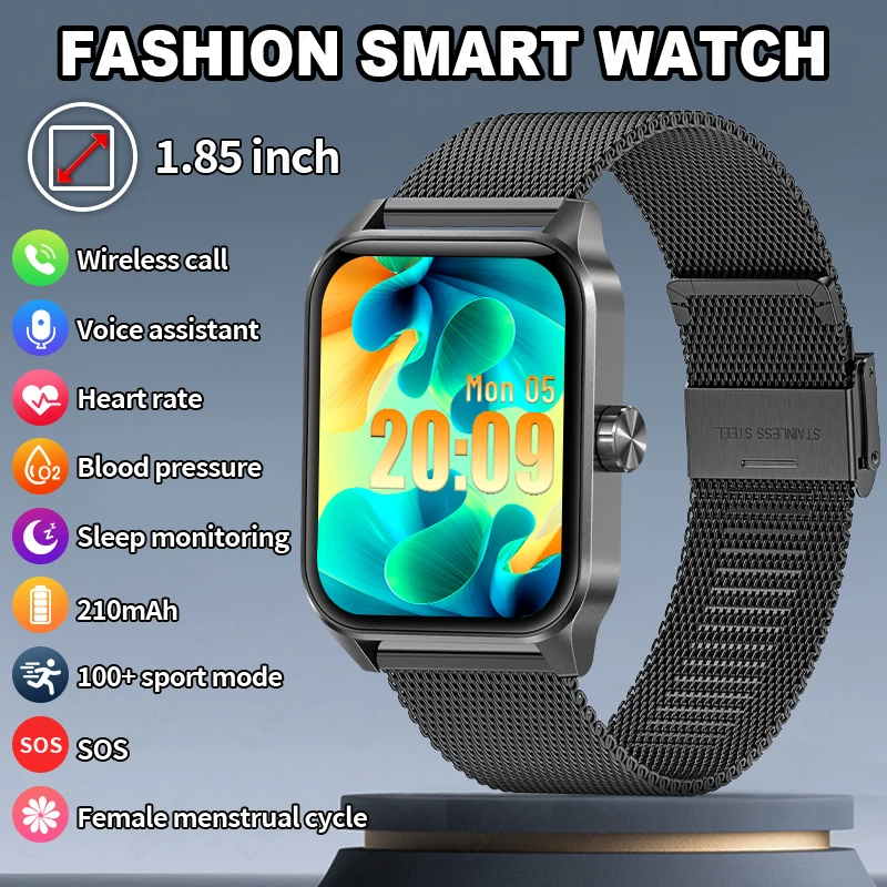 LIGE 2024, женские умные часы, 1,85-дюймовый HD-экран, беспроводной вызов, AI, голосовой помощник, часы для здоровья, спорта, умные часы для мужчин для Xiaomi