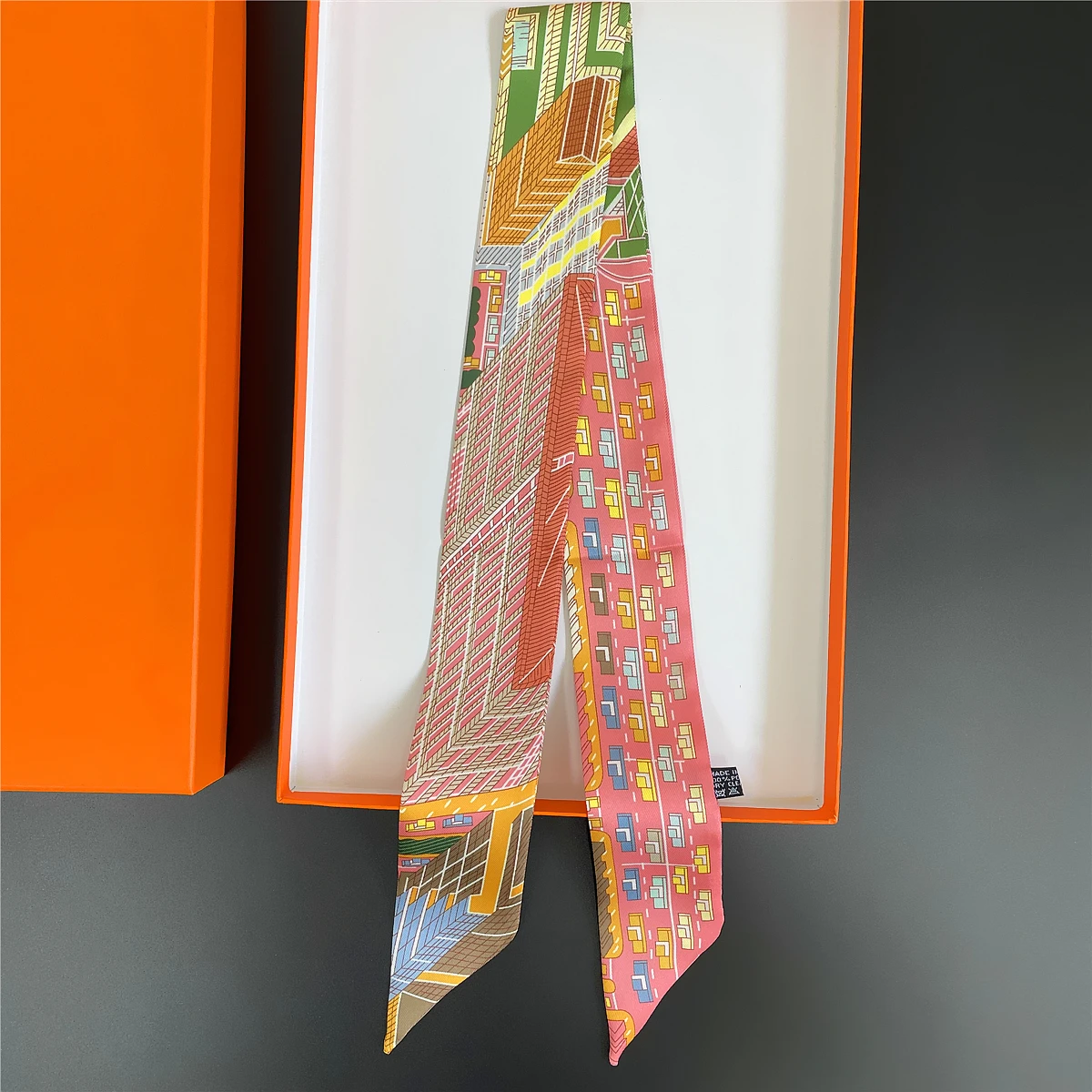 Brand Design Twill 100% Silk Scarf Luxury Small Lattice Fashion Scarf Women Foulard Skinny Bag Scarves Neckerchief Hair Headband