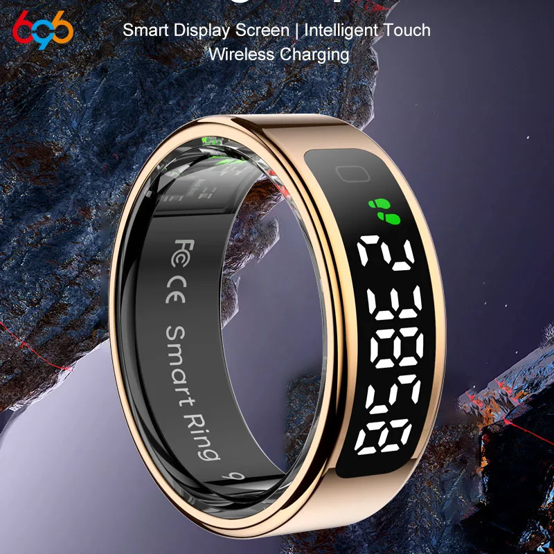 

New Smart Ring Heart Rate Blood Oxygen Health Waterproof Sports Multi-functional Display Screen Sleep Monitor Wireless Charging