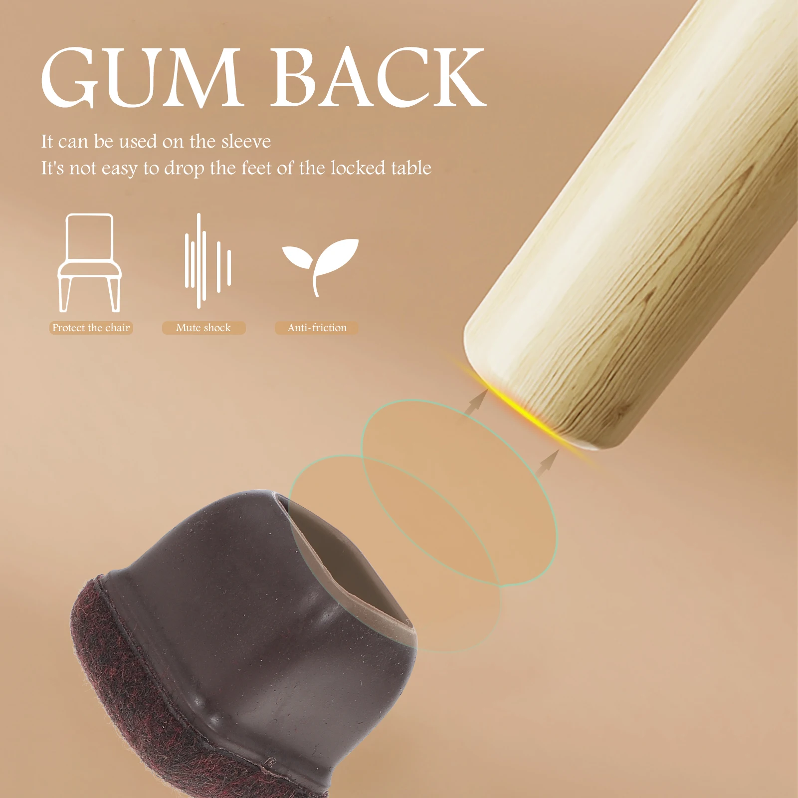 

8Pcs Furniture Feet Covers Anti-Slip Chair Leg Pads Easy Install No Tape Required Hardwood Floors Folding Chair Leg Caps