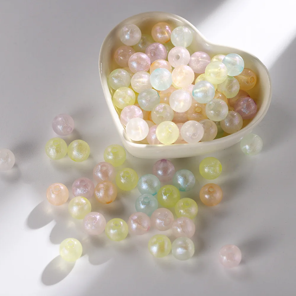 30Pcs Acrylic Mermaid Princess Round Bead Love Bead Children's Bead Accessories Candy Loose Bead Handmade Bracelet Straight Hole