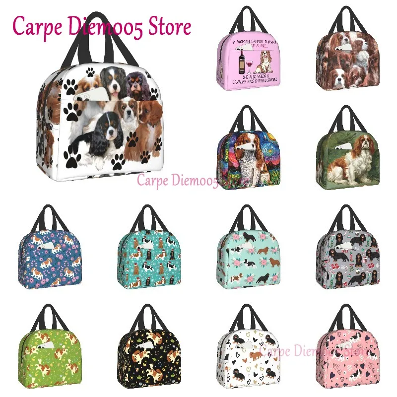 Cavalier King Charles Spaniel Dog Insulated Lunch Tote Bag for Women Portable Thermal Cooler Food Lunch Box Work School Travel