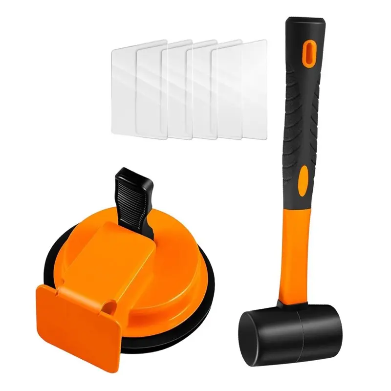 

Инструмент для ремонта щелей в деревянных полах FIZP с 5 прозрачными заплатками, ремонтным молотком и присоской для ламинированных полов