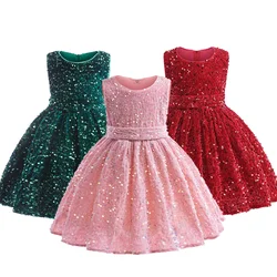 Christmas Baby Girls Dress Sequin Sleeveless Little Princess Dress Birthday Gift 1 2 3 4 5 6 Years New Year Kids Clothes