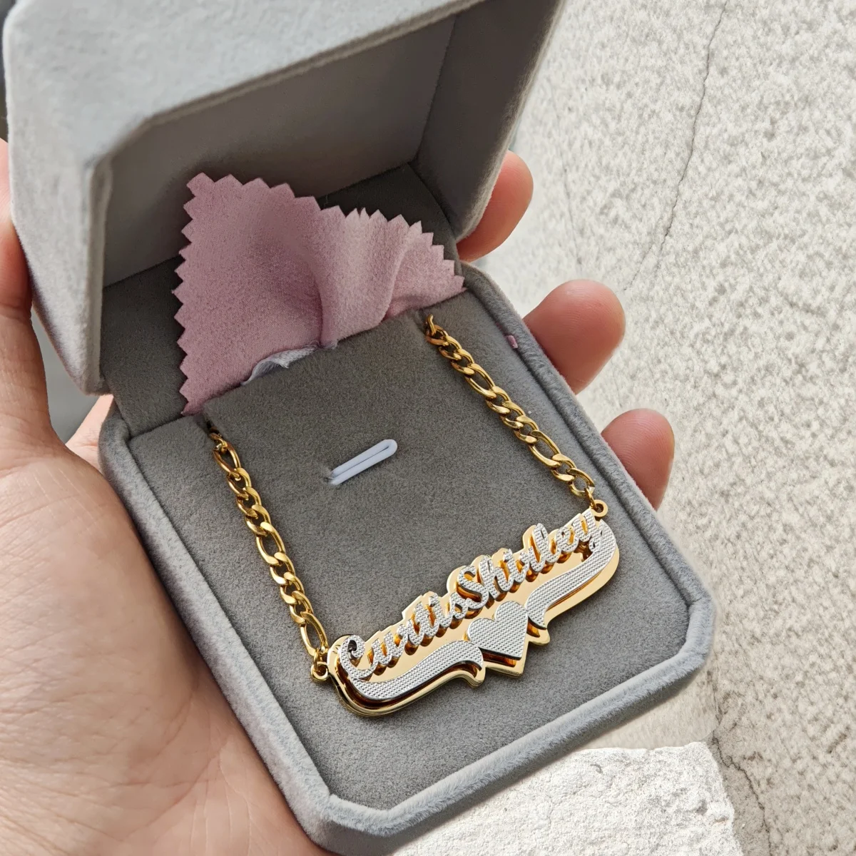 

Customized Stainless Steel Necklace Double-layer Corroded Necklace Customized 3D Nameplate Necklace Banquet Party Jewelry Gift